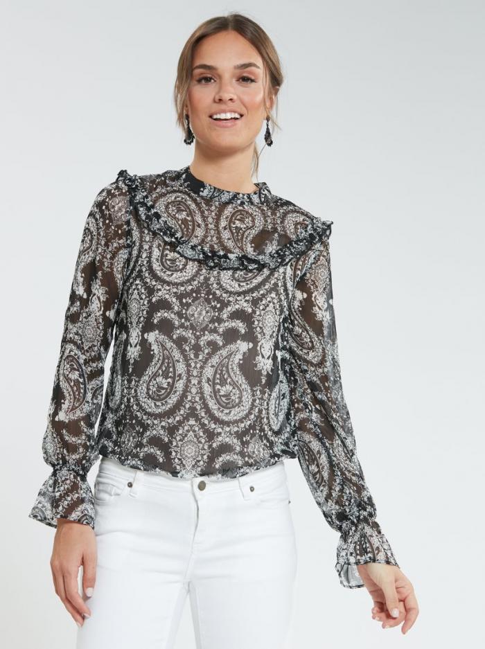 Black Scarf Paisley All Over Print Venca Autumn Winter 20